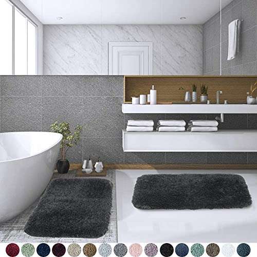 SIWAN) 1 PC Anti Slip Bath Mat Extra Soft and Absorbent Microfiber Rug for Bathroom, Bedroom (Grey / 60 x 40 cm) 6