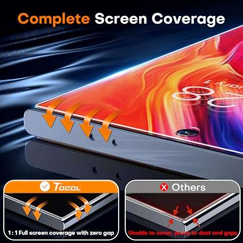 TOCOL for Samsung Galaxy S24 Ultra Screen Protector [9H Hardness] [Military Grade Shatterproof] HD Tempered Glass 2 Pack 4