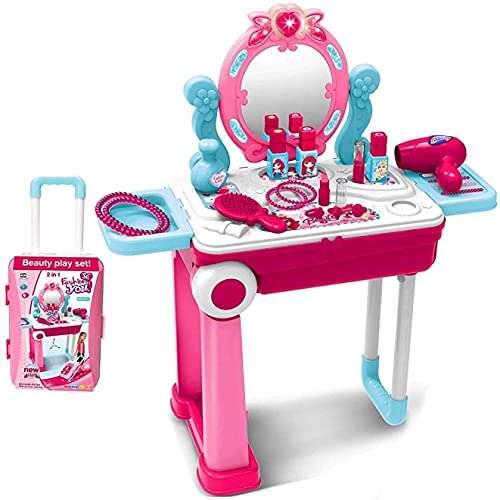 B For Best Children Beauty Makeup Kit Pretend Play Fashion Set Toy with Carry case Suitcase Trolley Light and Music for Girls Kids ( Multi Colour) 2