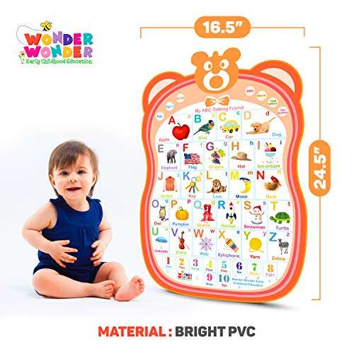 My ABC Talking Friend Interactive Alphabet Toy Talking Poster Wall Chart, Educational Toy for Learning Toddlers, Age 2+ Year Old Boys and Girls [ORANGE COLOR ONLY] 5