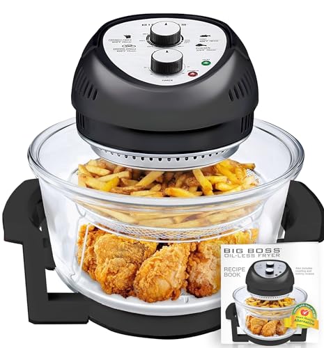 Big Boss Oil-less Air Fryer, 16 Quart, 1300 watt, Black