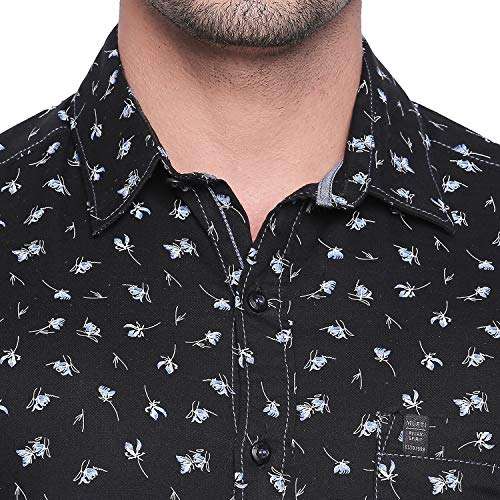 Mufti Men's Slim Fit Shirt (MFS-10707-J-01- Black L) 5