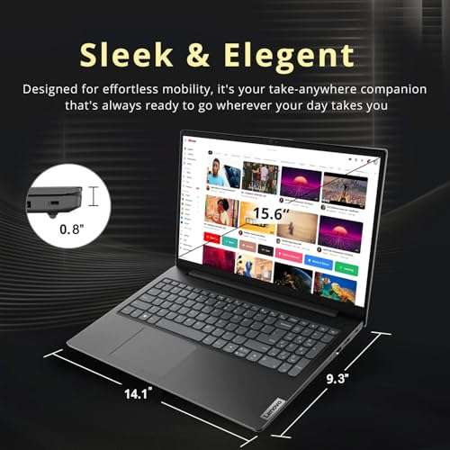 Lenovo V-Series V15 Business Traditional Laptop, 15.6" FHD Display, Intel Core i5-1235U, 16GB RAM, 1TB SSD, Webcam, Numeric Keypad, HDMI, RJ45, Wi-Fi, Windows 11 Pro, Black 2