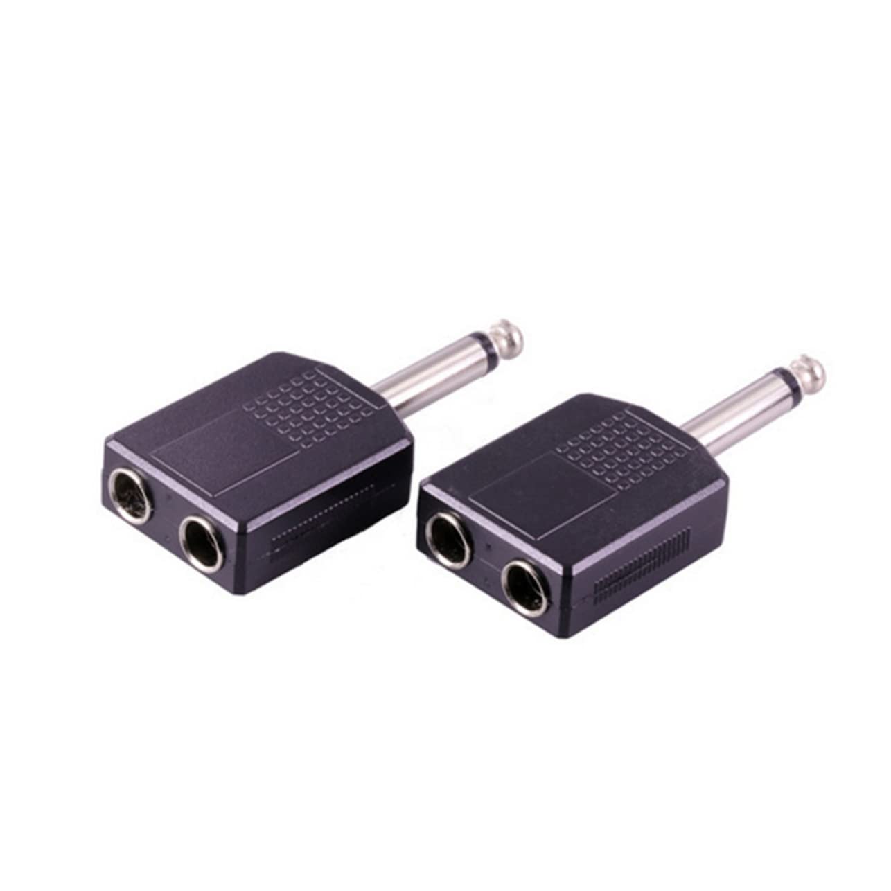 FELTECHELECTR 6.35mm Headphone Mic Splitter Adapter Audio Converter 2pcs Set Black Audio Adapter Cable 1