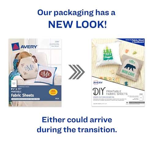 Avery Printable Fabric Sheets, 8.5" x 11", Inkjet Printer, 5 Iron On Transfer Sheets (3384) 2