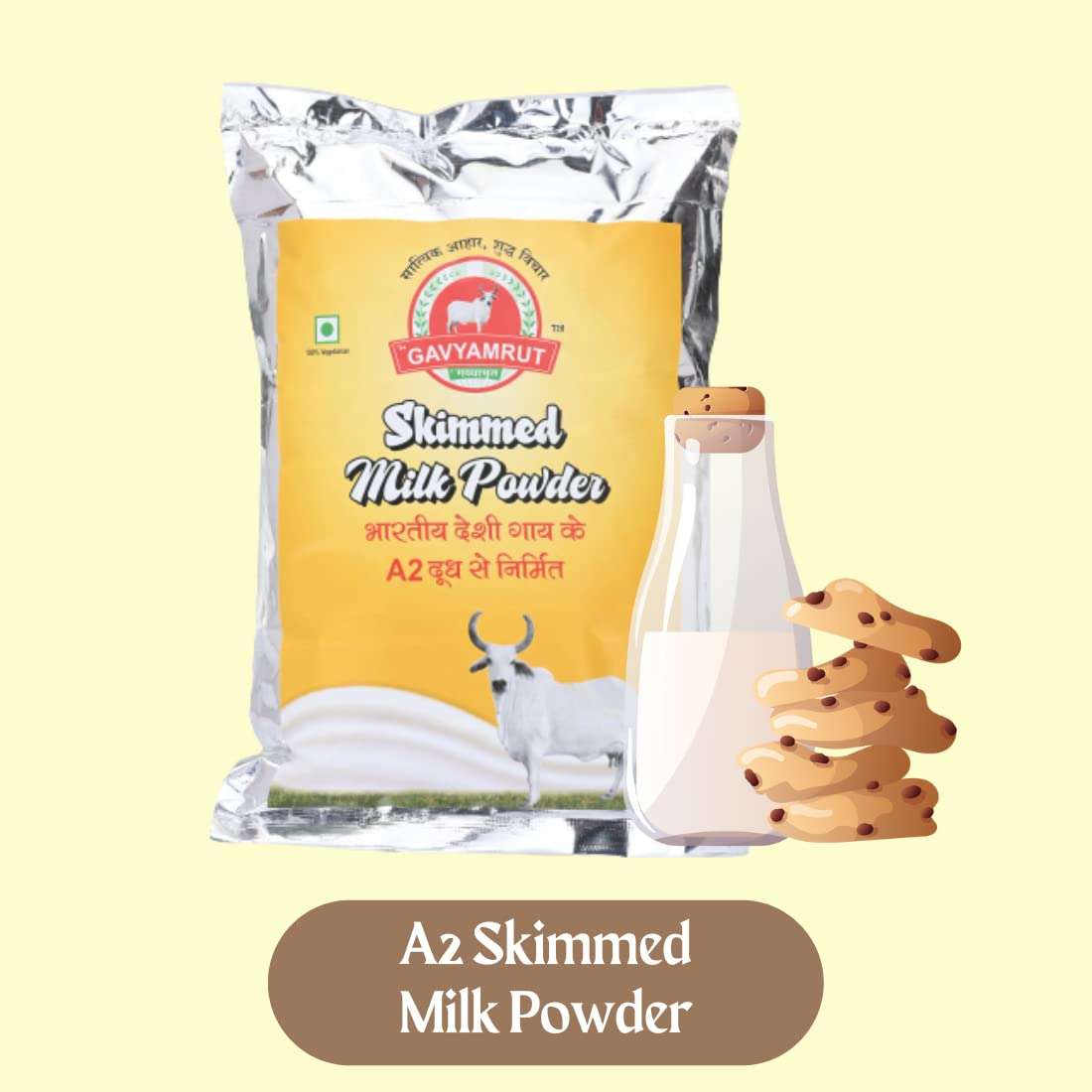 Brij Gavyamrut A2 Cow Skimmed Milk Powder | All Natural | 100% Pure | Boosts Liver Health | | Sugar Free | No Added Preservatives | Perfect for Tea & Coffee | Pure & Premium | 1kg (Pack of 2, 2Kg) 5