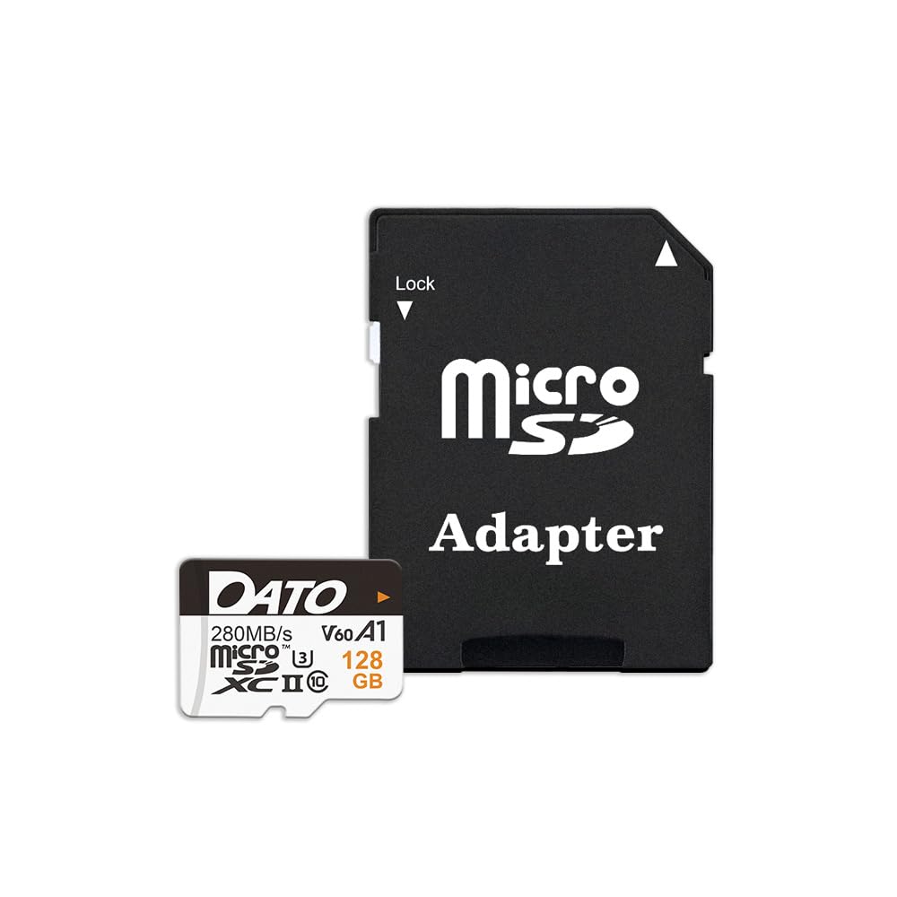 DATO 128GB Lightning microSD Card, UHS-II, A1, C10, U3, V60, Full HD, 4K, Up to 280/180 MB/s microSDXC Memory Card with Adapter, for Phones, Cameras, Portable Gaming Devices 3