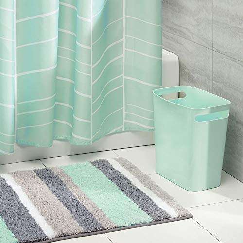 iDesign Stripz Bath, Machine Washable Microfiber Accent Rug for Bathroom, Kitchen, Bedroom, Office, Kid's Room, 21" x 34", Mint and Gray 4