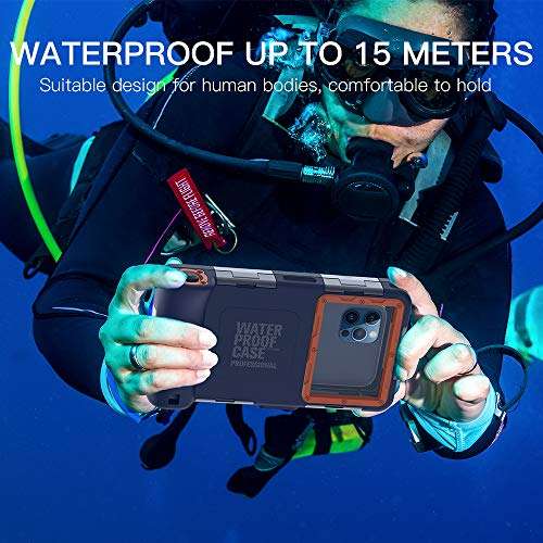 Professional [15m/50ft] Diving Phone Case for All Samsung Galaxy/Apple iPhone Series, Waterproof Cell Phone Cover with Lanyard for Outdoor Surfing Swimming Snorkeling Photo Video (Orange) 4