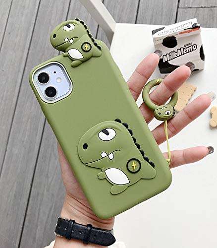 TopFunny Cases for iPhone 11 Case Silicone Cartoon 3D Cute Animals Design Soft TPU Slim Fit Rubber Bumper Protective Cover Shockproof Case Compatible with iPhone 11 6.1" Dinosaur 2