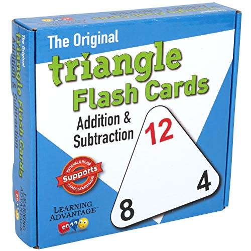 LEARNING ADVANTAGE Original Triangle Flash Cards - Addition and Subtraction - Set of 20 - In-Home Learning - Math Flash Cards 1