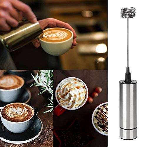 Electric Hand Mixer, 9.1x1.2in Electric Whisk, With Single-layer Milk Frother Head Food-grade Stainless Steel for Hot Chocolate Make Coffee Butter Eggs 1