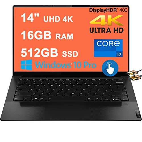 Lenovo IdeaPad Slim 9i 14 Business Laptop 14" UHD 4K Touchscreen (500nits, DisplayHDR 400) 11th Gen Intel Quad-core i7-1165G7 16GB RAM 512GB SSD Fingerprint Backlit Thunderbolt Win10Pro + HDMI Cable