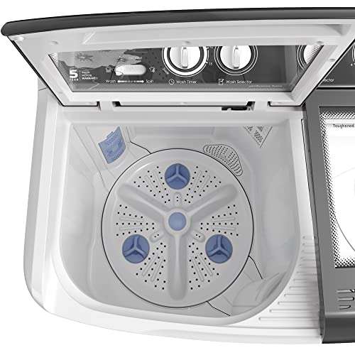 Godrej Edge 7.5 Kg 5 star Semi-Automatic Top Loading Washing Machine Appliance (WSEDGE 75 5.0 TB3 M STGR, Satin Grey, Toughened glass lids) 5