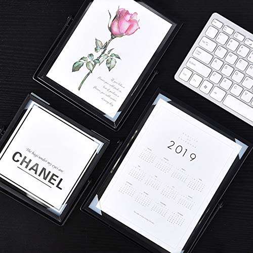 XIAOHONG 2 Pack 4x6 Metal Floating Glass Picture Frame with Metal Easel (Vertical), Simple Metal Geometric Picture Frame for Photos, Art, Tabletop Display (Black) 5