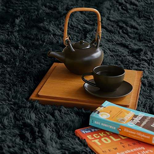 Signature Loom Fluffy Shaggy Area Rug 6x9 – Soft Fuzzy Velvet Rugs for Girls Bedroom – Shaggy Carpet for Kids Room with Non-Slip Bottom – Soft Fluffy Throw Rug Indoor Living Room Carpet, Grey 2