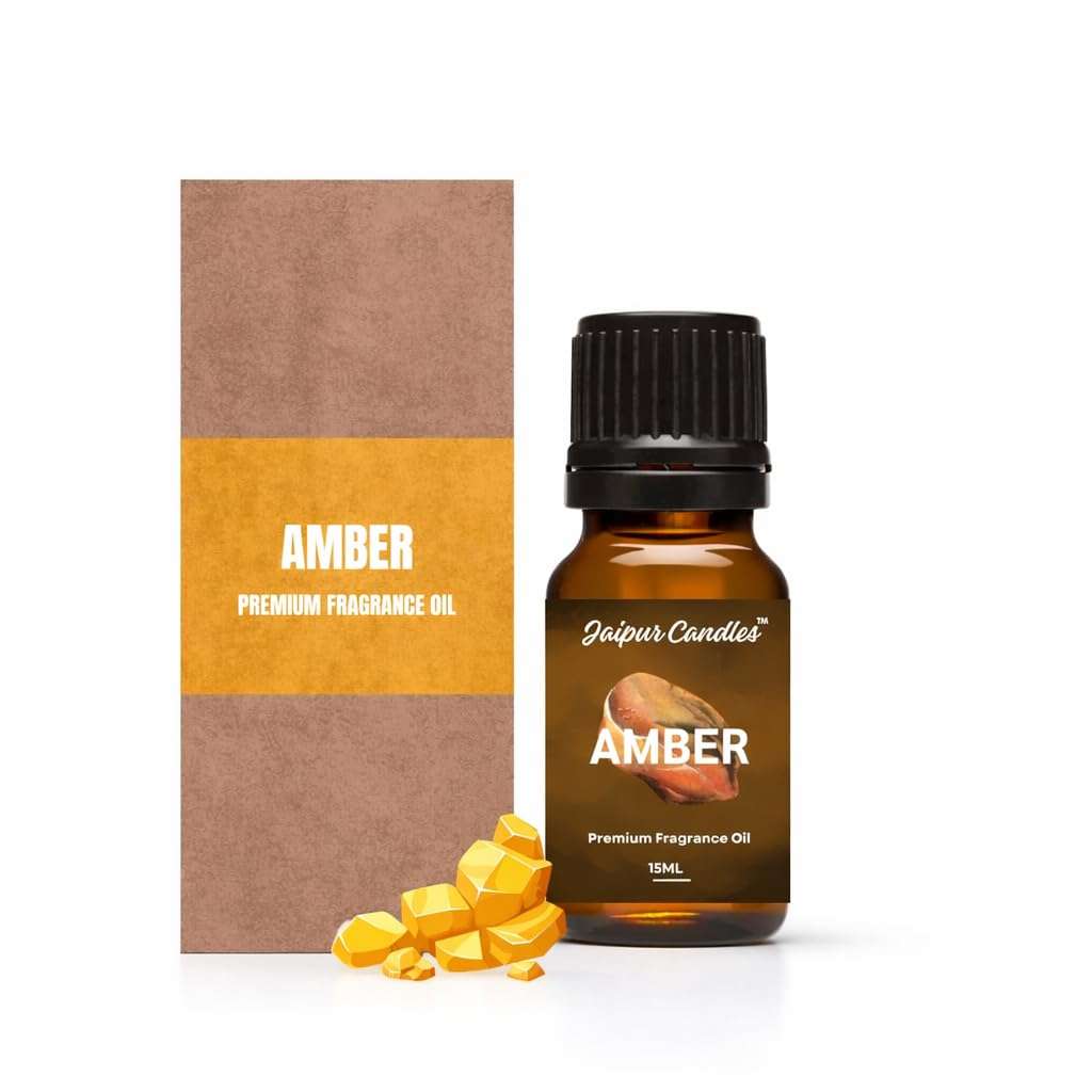 Jaipur Candles Amber Fragrance Oil | 15 ml | Aroma Oil for Home Fragrance | Best for Aromatherapy | Use in Diffusers, Candles, Air Fresheners (15ML, Amber) 1
