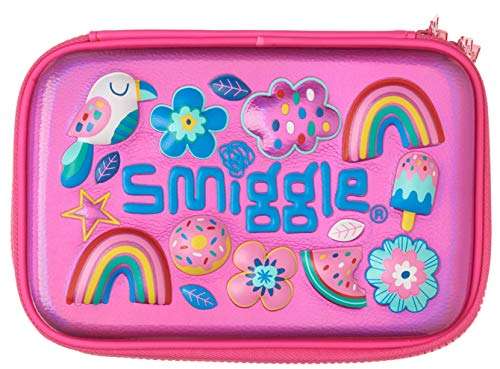 Smiggle Flow Hardtop Multipurpose Pencil Case Pen Pencil Box Pouch Organiser for Kids Above 3 Years of Age - Rainbow Print