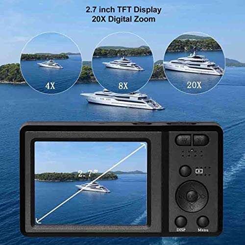 XF500 Digital Camera, 2.7in LCD Screen 56MP 20X Digital Zoom 4K Vlogging Camera, Built in Flash, Support 128G Memory Card, 750mAh Battery Selfie Anti Shaking Camera (Black) 2