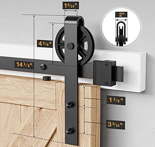 HomLxaLx Sliding Barn Door Hardware Rollers, Barn Door Hangers Only, Fit 1 3/8-1 3/4" Thickness Door Panel, Smooth and Quiet Industry Hangers, Big Wheel Shape-Black-2 Pack 6