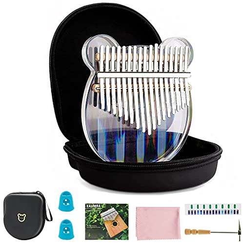 Verilux® Thumb Piano Crystal Kalimba Acrylic Mbira Finger Kalimba Musical Instrument Gifts for Kids Adult Beginners with Tuning Hammer, Study Instruction and Eva bag 1