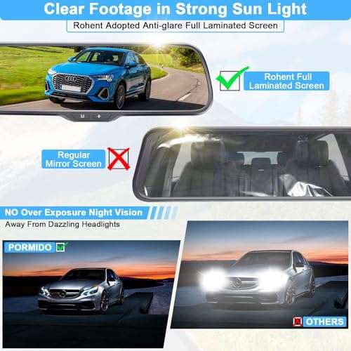 Rohent Rear View Mirror Camera - 5'' Monitor HD 1080P Backup Camera Easy Install IP69 Waterproof Clear Night Vision DIY Guide Lines for Car Truck Minivan SUV - N01 3