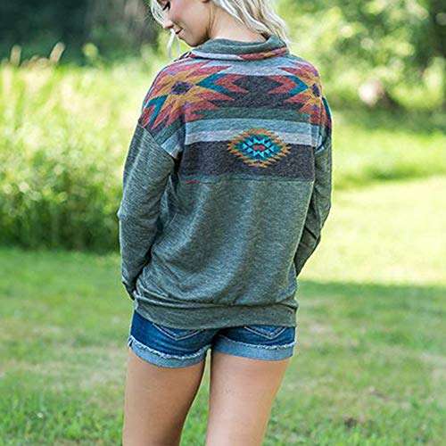 Goddessvan 2018 Womens Long Sleeve Print Zipper Sweatshirt Pullover Blouse Tops Pockets(Green,S) 4