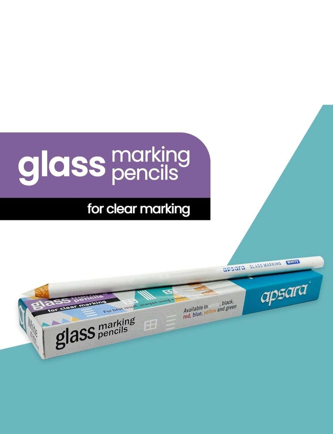 Apsara Glass Marking Pencils, White - Pack of 10 4