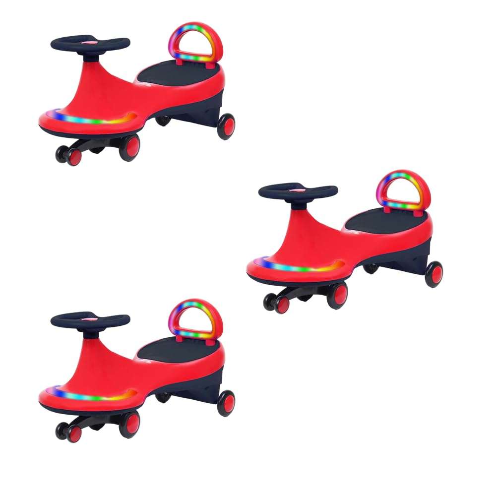 OLIFIN Red Light On Off Both Side Magical Swing Car Push and Go for Baby (Red, Pack of 3) 1