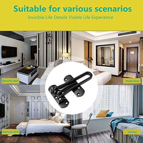 Spofit Door Lock for Home Security Door Locks for Kids Door Reinforcement Lock for Swing-in Doors Thicken Solid Aluminium Alloy (2Pack) (Black) 3