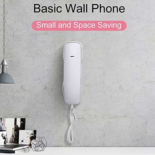 Corded Telephone Landline Phone Hanging Wired Wall Mounted Phone (White) 2