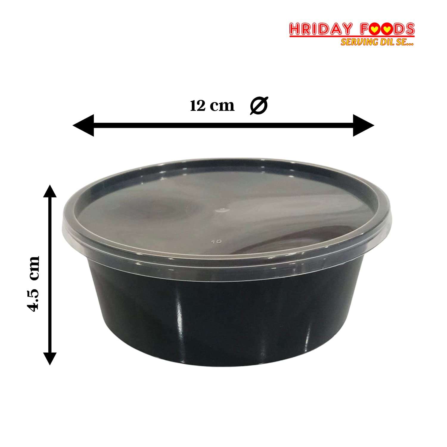 Hriday Foods 300 ml Black Round Container with Air Tight Transparent Lid : Set of 25 - Microwave Safe, Kitchen Storage, Reusable Plastic containers for Food delivery, Fridge Storage 5