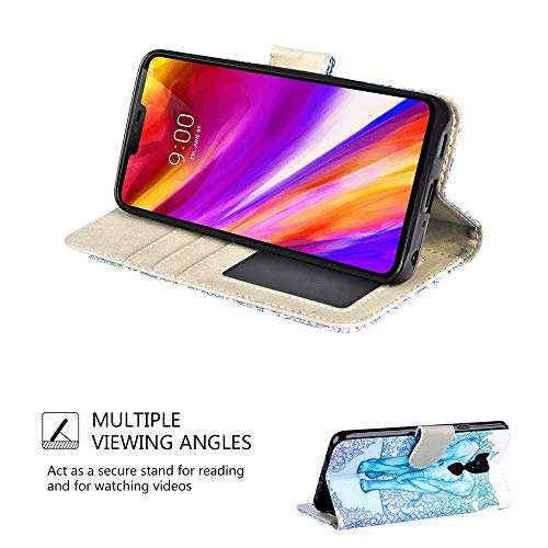 UrSpeedtekLive LG G7 Case, LG G7 ThinQ Case, Premium PU Leather Wristlet Flip Wallet Case Cover with Card Slots & Stand for LG G7/LG G7 ThinQ,Elephant 3