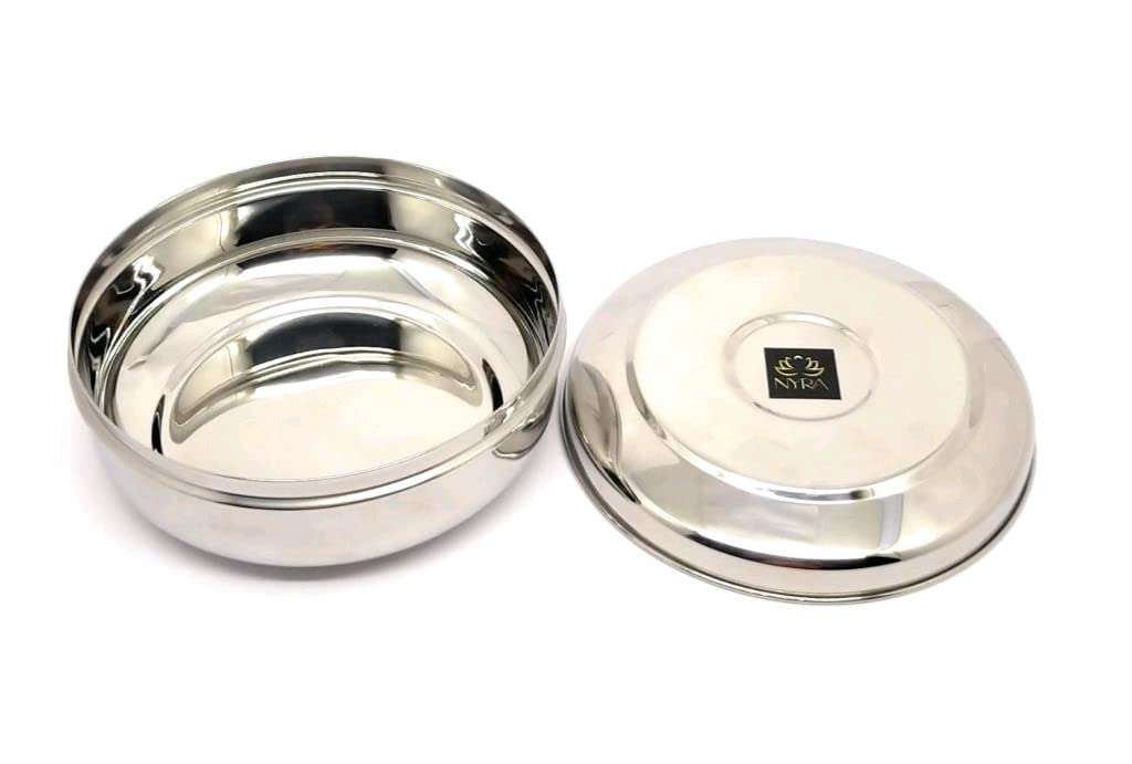 Nyra® Stainless Steel Box for Chapati Dabba Round Canisters/ Puri Dabba /Kitchen Storage Containers, Silver (1.3, Round, 1, Stainless Steel Round Storage Container) 4