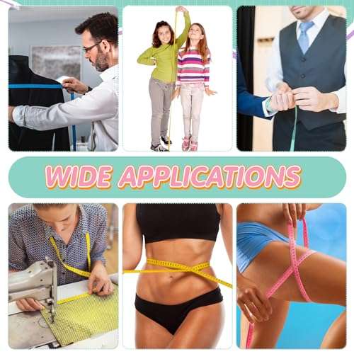 Kigeli 100 Pcs Tape Measure 60 Inch Retractable Measuring Tape Soft Measurement Tape Sewing Fabric Tape Measurer Flexible Pocket Cloth Fabric Measurement Digital Tape for Body (Multicolor) 6