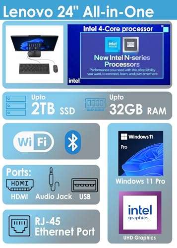 Lenovo ThinkCentre M72z All-in-One AIO Desktop Computer PC, 20-Inch LED Display, Windows 10, Core i3 3.3GHz CPU, 8GB DDR3 RAM, 500GB HDD, DVD, Dual-Band WiFi, Bluetooth 4.0, Keyboard, Mouse (Renewed) 2