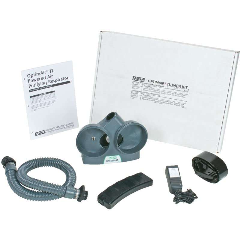 MSA 10081116 OptimAir TL Powered Air-Purifying Respirator Standard Kit - for Hoods, Standard Battery, Includes Charger & Appropriate Breathing Tube, Durable Respiratory Protection 3