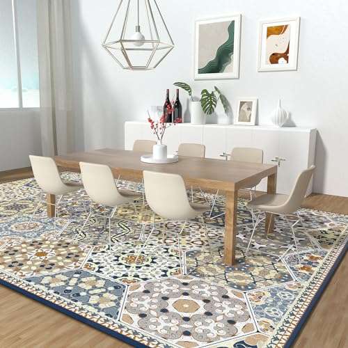 JUSTWOOF Machine Washable Boho Area Rug,3x5 Indoor Door mats for entryway,Non-Shedding Faux Wool Low-Pile Throw Rugs for Kitchen Laundry Bathroom Bedroom (Grey, 3x5ft) 1