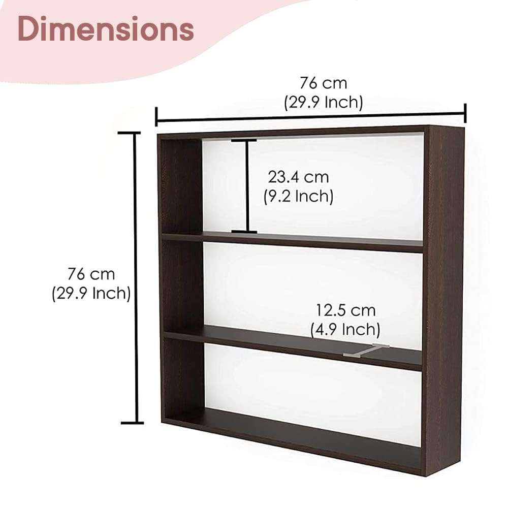 Kuber Industries Kitchen Wall Shelf|Wooden Handicraft Wall Mounted 3 Shelves for Kitchen|Multipurpose Storage Wall Shelf,30"X30" (Brown) (Pack of 4) 4