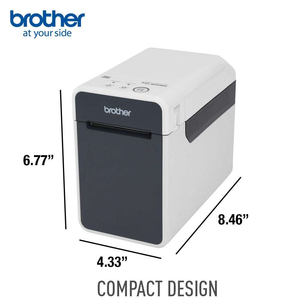 Brother TD2020 2-inch Desktop Thermal Printer for Labels, Receipts and Tags, 203dpi, 6ips, USB/Serial 3