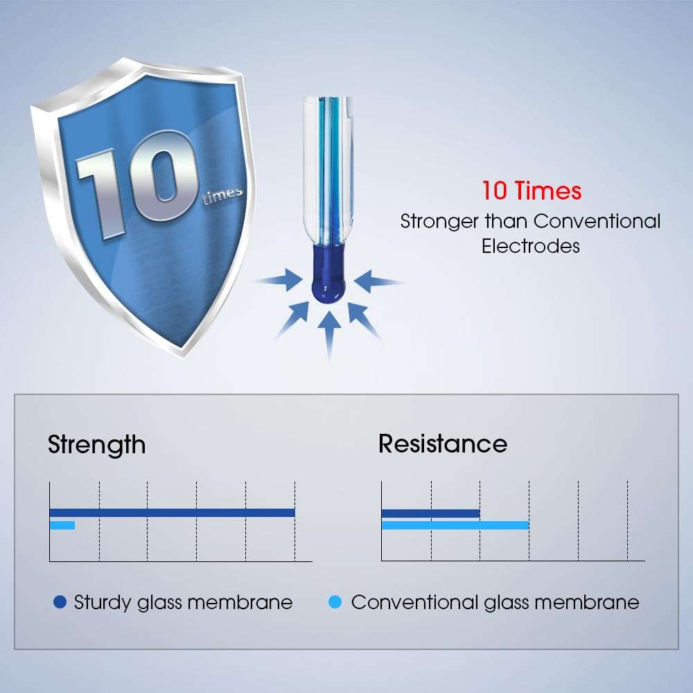 Apera Instruments PH60Z-HF Smart Handheld pH Meter Tester Kit with LabSen 835 ATC pH Electrode for Lab-Grade pH Measurement in Liquids Containing Strong Acid or Hydrofluoric Acid 6