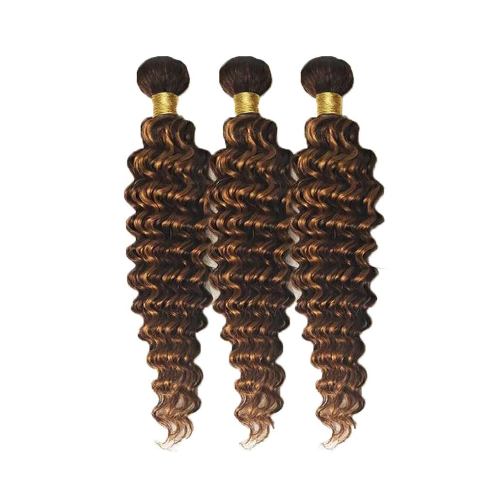 BilltiiWW Highlight P1B30 Deep Wave Bundles #1B Mixed With #30 Loose Deep Bundles two tone Brazilian Hair Wavy Weave With Soft and Silky for Women 10 12 14 Inch 4