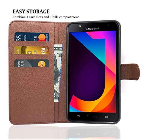 Samsung Galaxy J7 Case Wallet Brown, Samsung J7 Neo/Core/J700/Nxt Leather Case, D DESSVON Slim Leather Flip Case with Card Slots, Magnetic Closure Phone Protective Case for Samsung Galaxy J7 2015 2