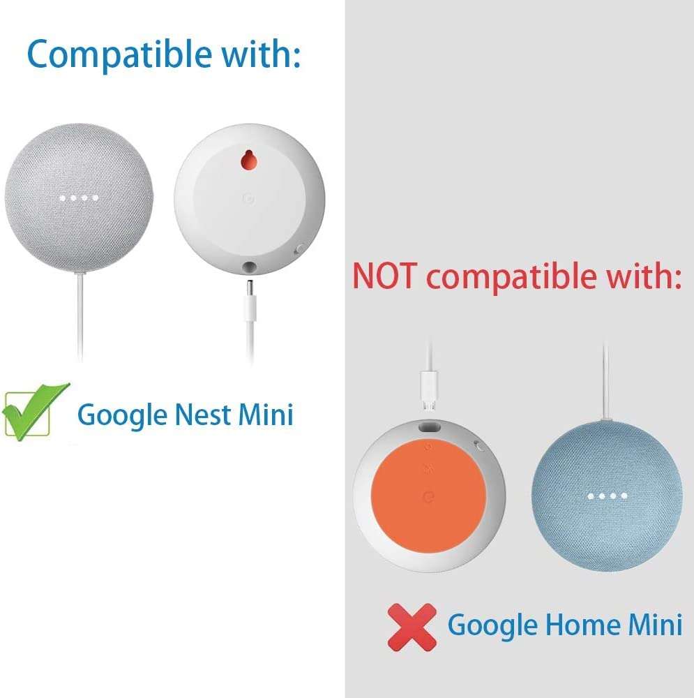 Outlet Wall Mount Holder for Google Nest Mini(2nd Gen)-Space Saving AC Outlet Mount Prefect Cord Management for Google Nest Mini Voice Assistan- 1Pack，White 2