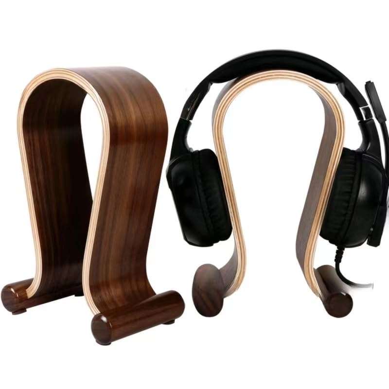 Headphone Stand Wood, Headset Stand for Desk, Walnut Gaming Headphone Holder Compatible for Sennheiser, Bose, Beats, Razer, AKG, Airpod Max, HyperX, Sony PS4 et. 3