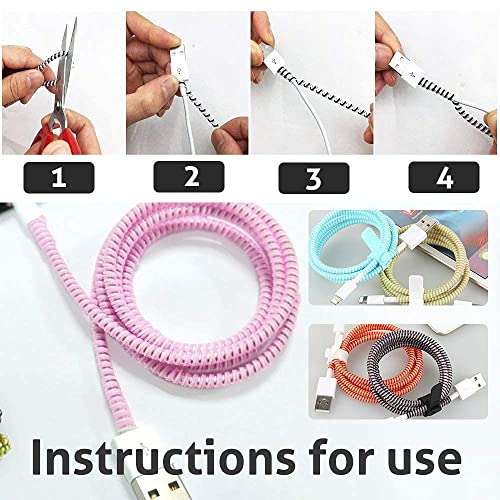 The Thrift Store Ultimate Cable Protector | Spiral Triple Colour 1.5 Meter / 150 cm | Plastic Cord Wire Charger Winder for iPhone and Android Charging Cables (Metallic Purple) 3