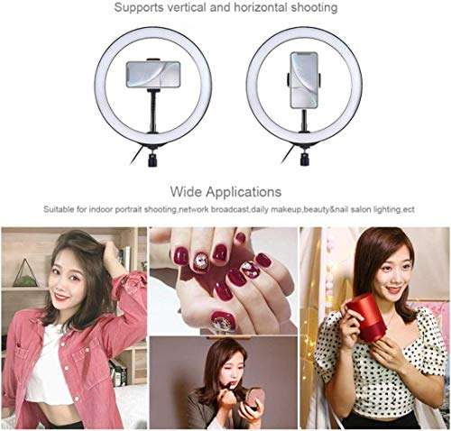 Hailiang 10" LED Ring Light with Tripod Stand Phone Holder Dimmable Desk Makeup Ring Light for Live Streaming YouTube Instagram Video Photography 5