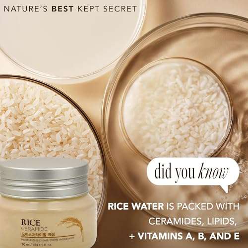 The Face Shop Rice & Ceramide Moisturizing Cream with Rice Extracts for Skin Brightening | Ceramide Moisturizer For Skin Barrier Repair | Paraben & Paraffins Free, Korean skin care products, 50ml 6
