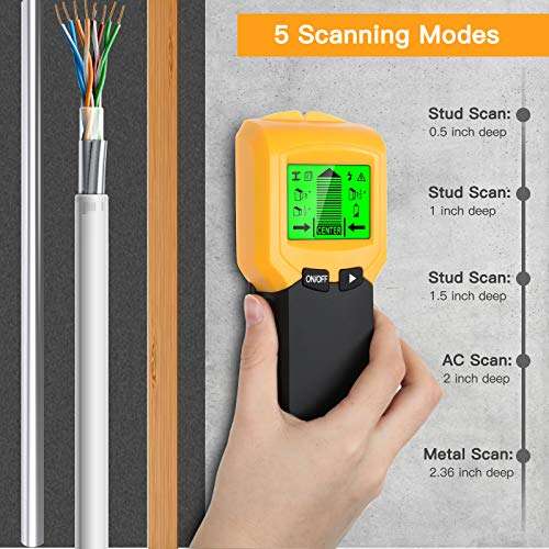 Stud Finder Sensor Wall Scanner 5 in 1 Electronic Stud Sensor Beam Finders Wall Detector Center Finding with LCD Display for Wood Metal Studs AC Wire Joist Detection 2