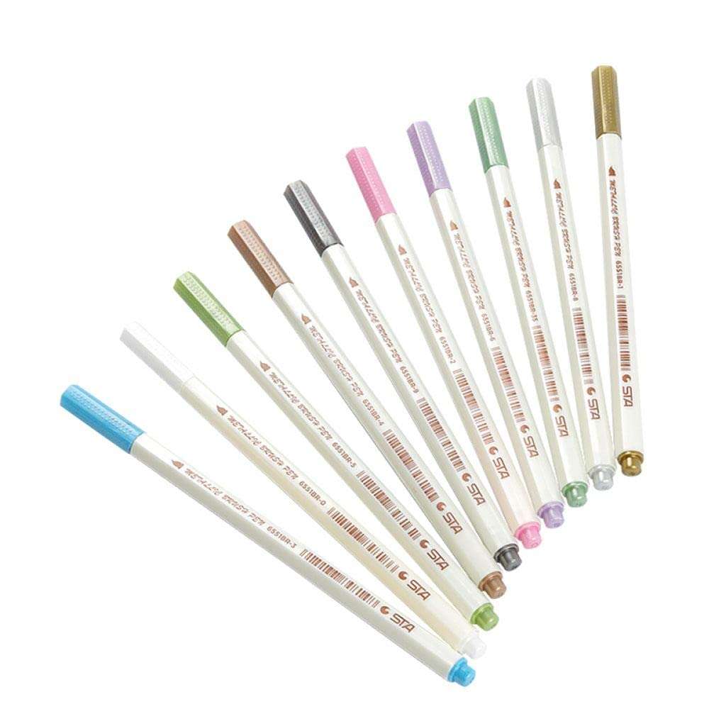 CALANDIS 10PCS/Set of Metallic Markers Glitter DIY Art Paint Pens Set for Card Making 4